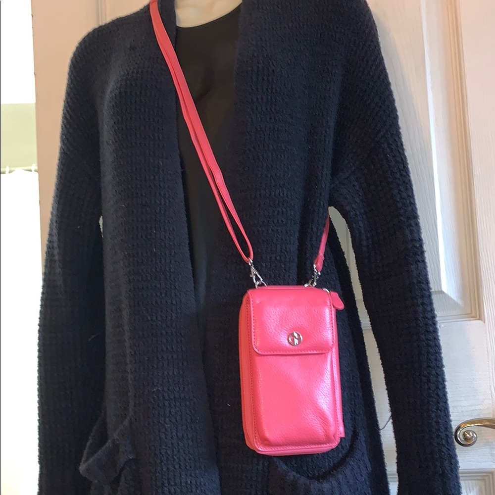 Stylish Pink Phone Wallet Crossbody Bag